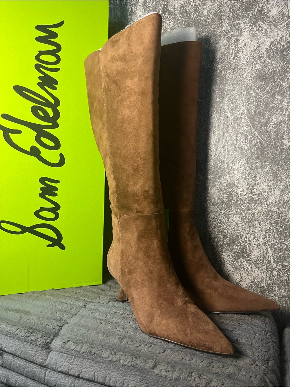 Sam Edelman Brown Suede Knee-High Pointed Toe Boots NEW 5.5